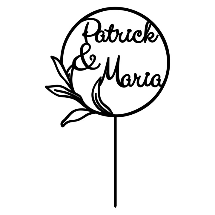 Topper tort personalizat cu nume, Inedit Print, TC877, Negru, 20 cm