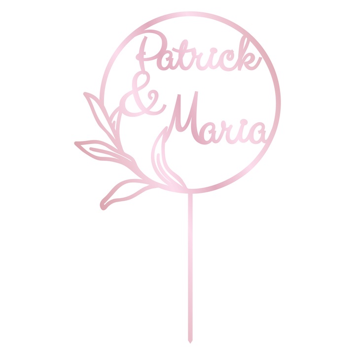 Topper tort personalizat cu nume, Inedit Print, TC877, Oglinda Rose, 16 cm