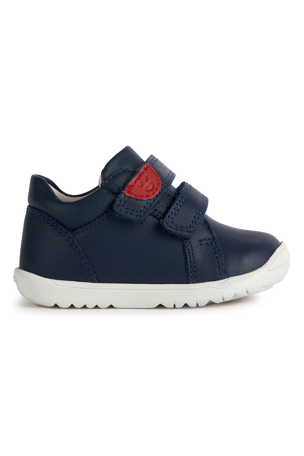 Geox, Pantofi sport de piele si piele ecologica cu velcro, Rosu, Bleumarin, 18 EU