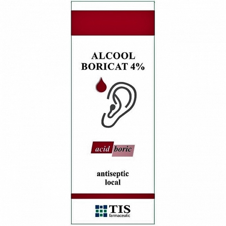 Alcool Boricat 4% solutie antiseptica", 15ml, Tis Farmaceutic
