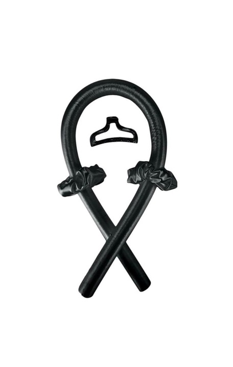 Set ondulator de par fara caldura, doua elastice, clama de par, Negru