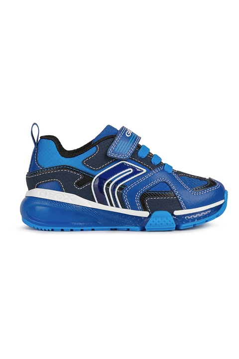 Geox, Pantofi sport cu velcro si LED-uri, Albastru royal