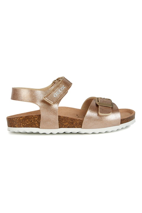 Geox, Sandale de piele ecologica cu velcro Adriel, Auriu