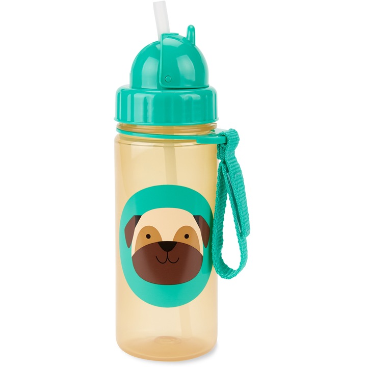 Sticla cu pai ZOO, Catelus Pug, 384.5 ml, Skip Hop