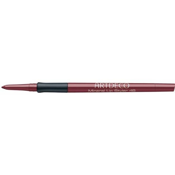 Creion pentru conturul buzelor cu varf retractabil si ascutitor integrat, Mineral lip styler, Artdeco, 48 mineral black cherry queen, 0.4 g