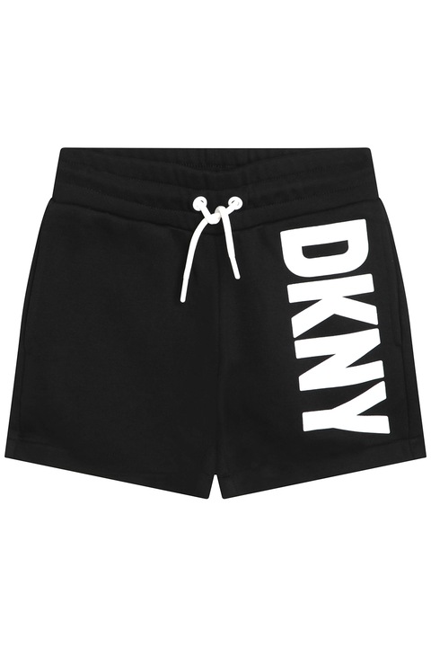 DKNY, Magasderekú rövidnadrág logómintával, Fehér/Fekete
