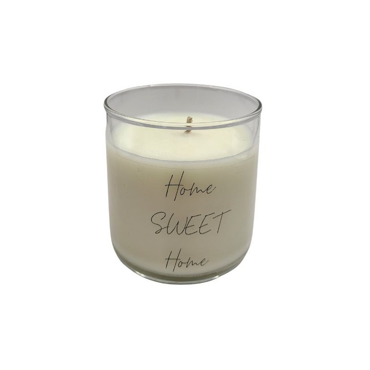 Lumanare cu mesaj "Home Sweet Home", 180 gr, din ceara de soia, diferite arome