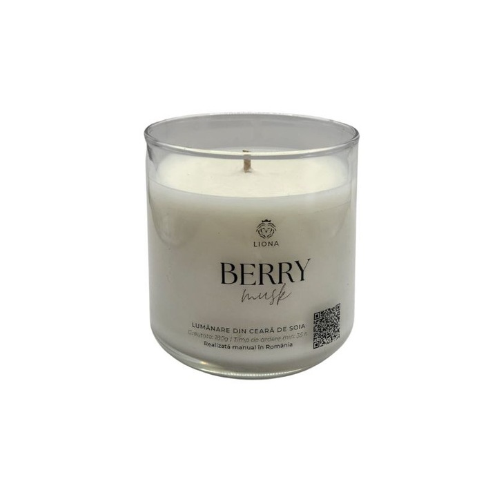 Lumanare din ceara de soia, 180 gr, parfum Berry Musk