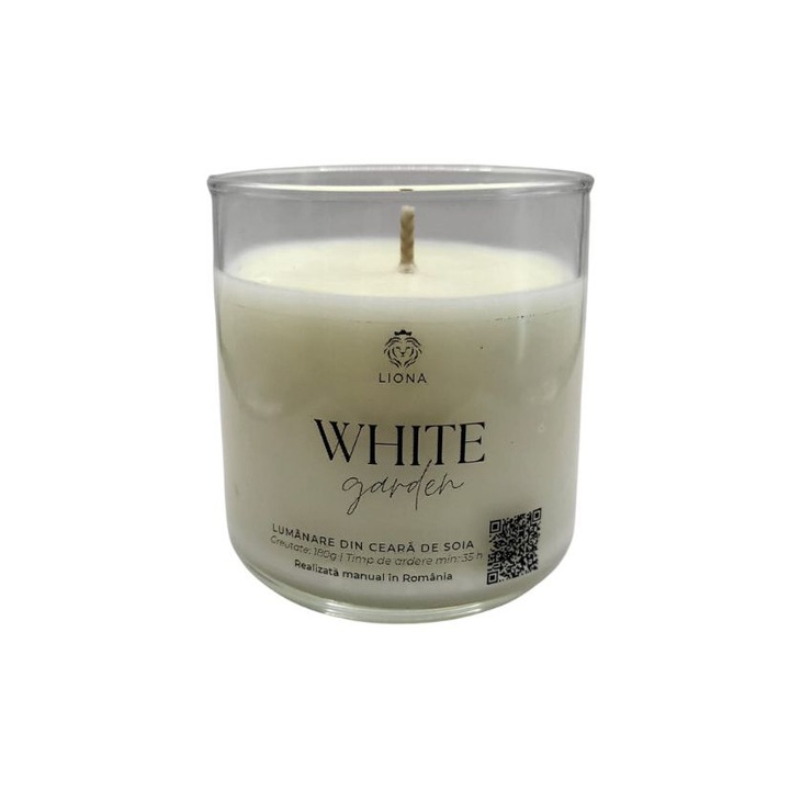 Lumanare din ceara de soia, 180 gr, parfum White garden
