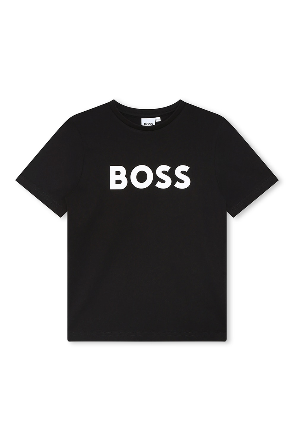 BOSS Kidswear, Tricou din bumbac cu imprimeu logo contrastant, Negru, 138 CM