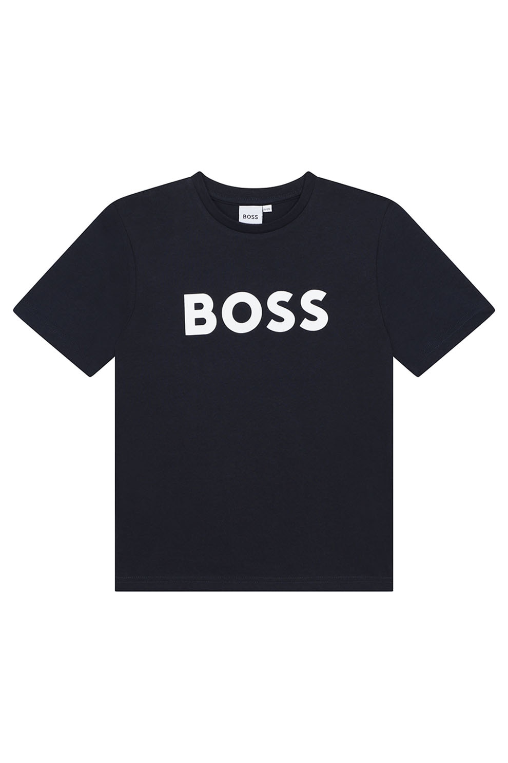 BOSS Kidswear, Tricou din bumbac cu imprimeu logo contrastant, Albastru marin, 138 CM