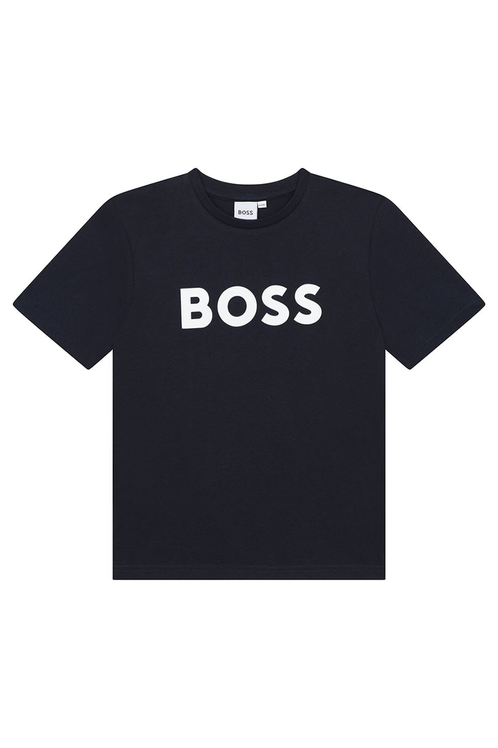 BOSS Kidswear, Tricou din bumbac cu imprimeu logo contrastant, Albastru marin, 114 CM