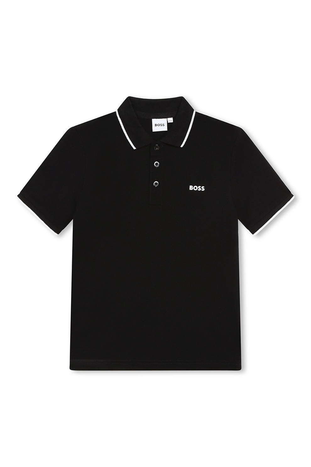 BOSS Kidswear, Tricou polo cu imprimeu logo discret, Negru, 150 CM