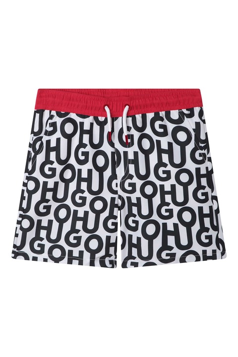 HUGO, Pantaloni scurti de baie, cu logo, Alb/Negru, 174 CM
