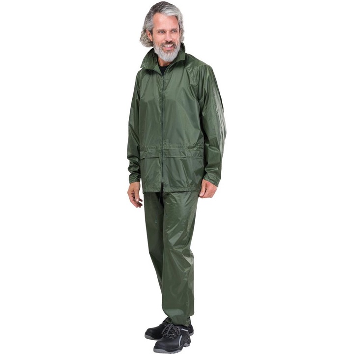 Set geaca si pantaloni de protectie, Poliester/PVC, Verde, XL