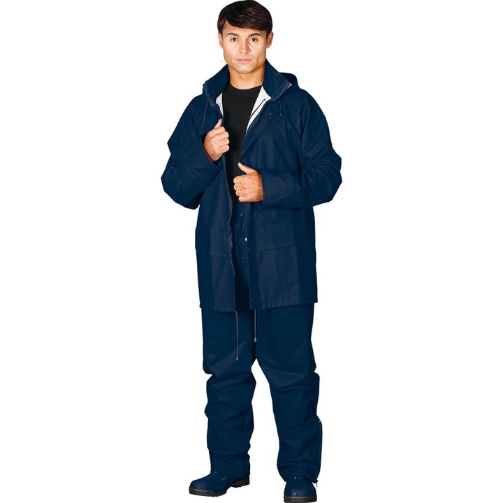 Set jacheta si pantaloni de protectie, Poliuretan/PVC, Albastru, 3XL