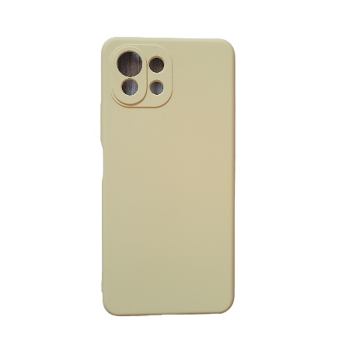 Husa silicon antisoc cu microfibra in interior compatibila cu Xiaomi 11 Lite 5G Galben