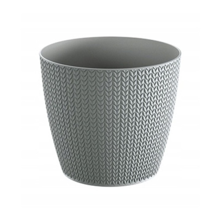 Ghiveci rotund, Prosperplat, Plastic, 19.3x22cm, Gri