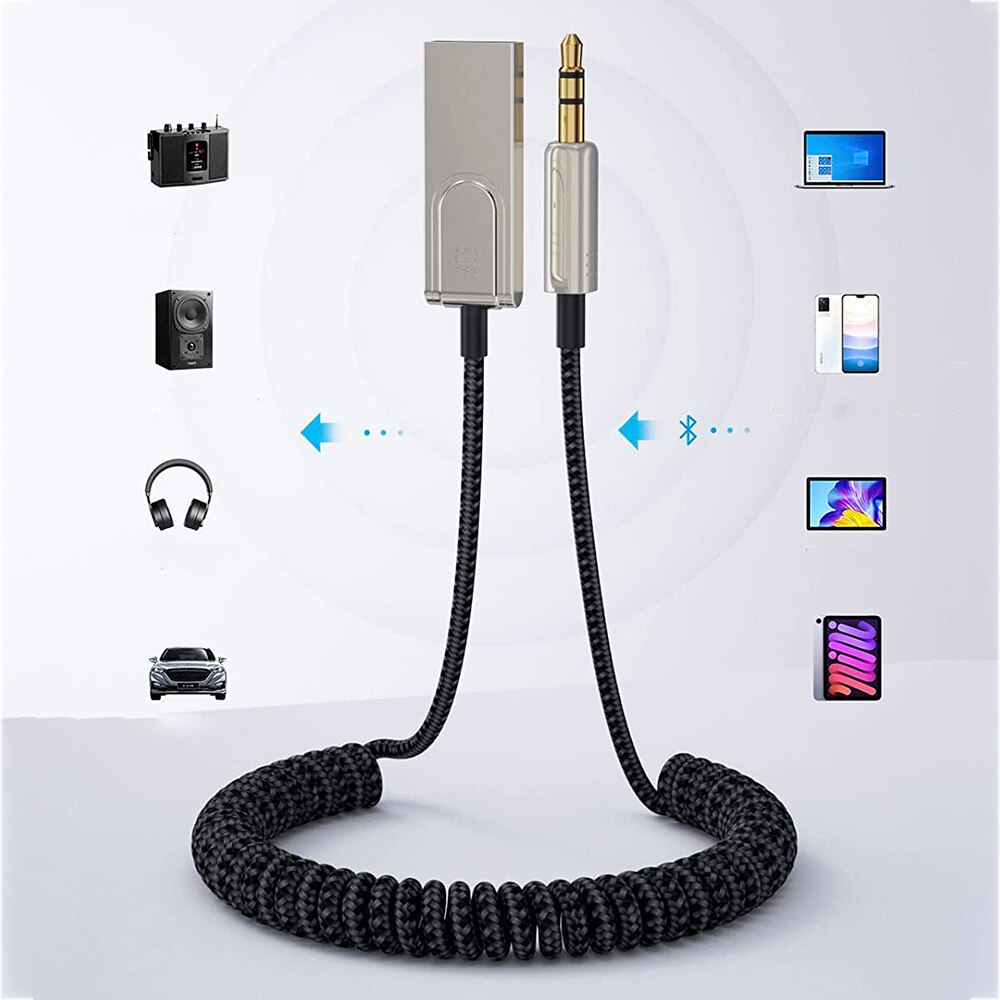 Адаптер Bluetooth Aux Sundiguer, Bluetooth 5.0, Черен/Сребрист - eMAG.bg