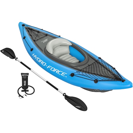 Caiac 1 persoana Hydro-Force Cove Champion X1, 275x81 cm, 1 padela, 1 pompa de mana, 2 aripioare, kit de reparatie
