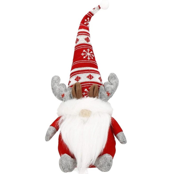 Figurina spiridus de Craciun, Material textil, 50 cm, Multicolor