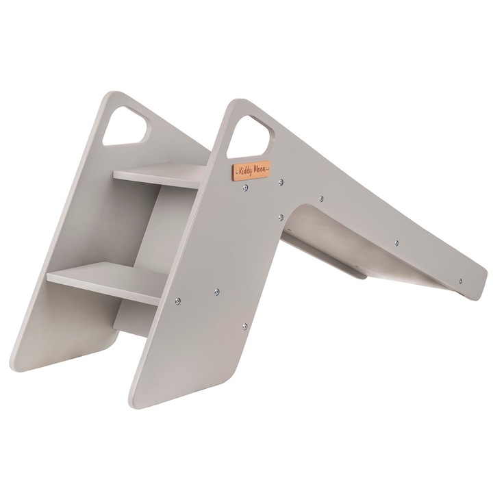 Tobogan pentru copii multifunctional, KiddyMoon, Lemn, 52 cm, Gri