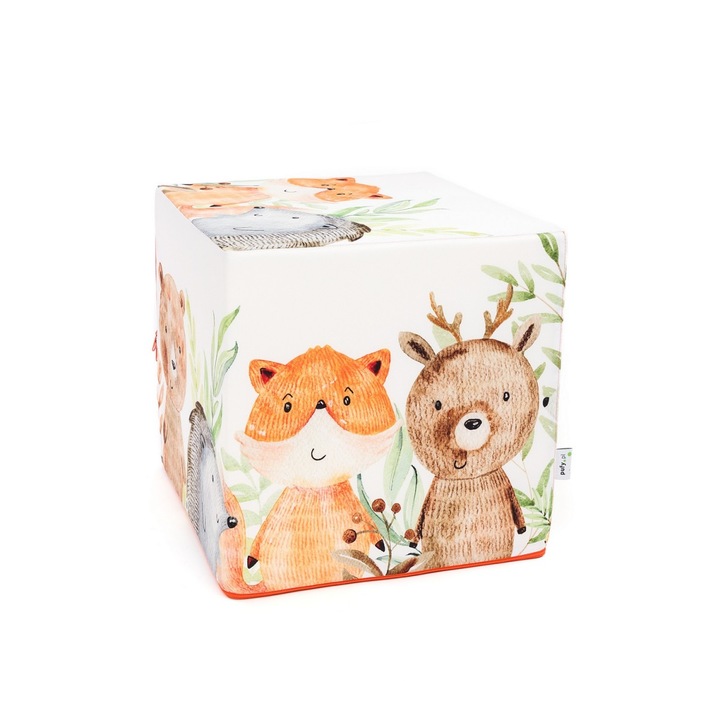 Taburet puf Kostka Dg66, Ecopuf, Poliester/Polistiren, Forma cub, 40 x 40 x 40 cm, Multicolor