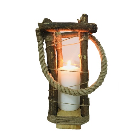 Felinar Decorativ din Lemn, 33 cm