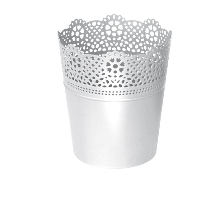 Ghiveci rotund, Prosperplast, Plastic, Alb