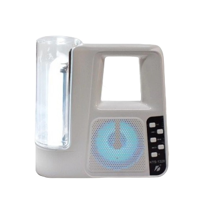 Boxa Portabila Wireless Bluetooth/TF Card/USB/FM, LED, Lanterna Lumina Alba, 5W, Alb