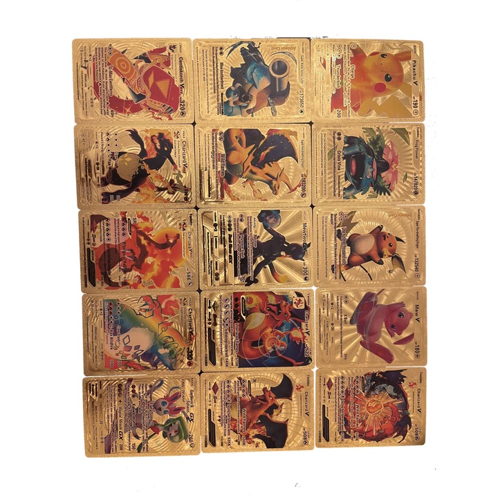 Set 55 cartonase, Pokemon, folio auriu, holograma