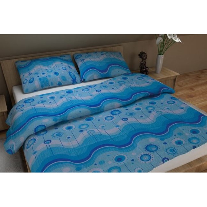 Set lenjerie de pat, Karo, Bumbac, 200 x 220 cm, Albastru