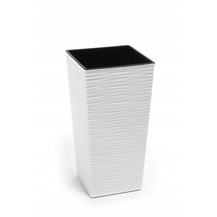 Ghiveci inalt pentru plante, Lamela, Plastic, 46.5x25cm, 15L, Alb