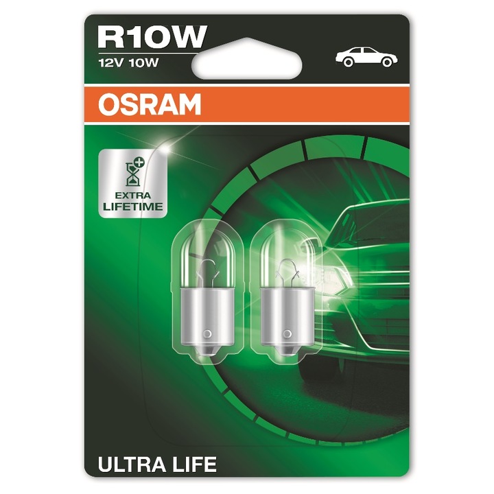 Сигнална лампа за автомобили Osram R10W Ultra Life 4 years warranty 12V, 10W, 2 броя