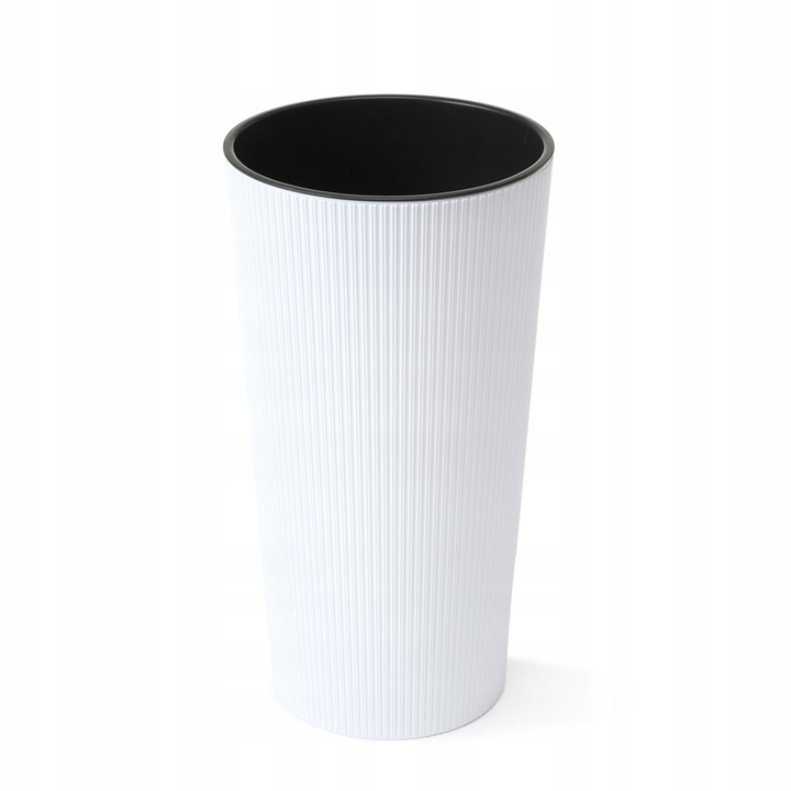 Ghiveci inalt pentru plante, Lamela, Plastic, 36x19cm, 8L, Alb