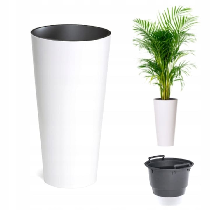 Ghiveci Inalt, Prosperplast, Dtus200-S449, Longitudinal, Mare, 38X20Xcm, Plastic, Alb