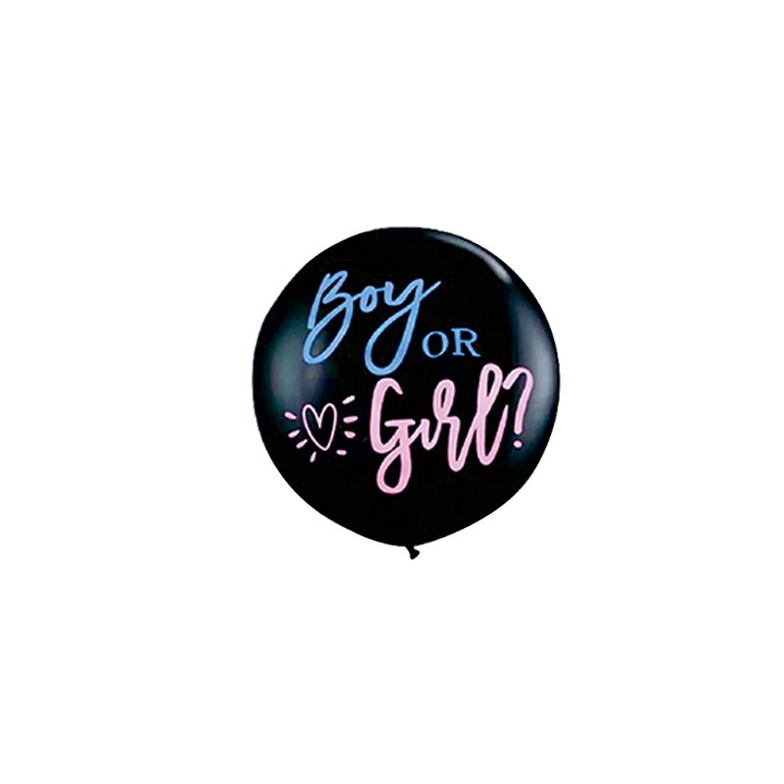 Balon cu accesorii, dezvaluirea sexului copilului, Boy or girl, RJ1413, negru, 90 cm