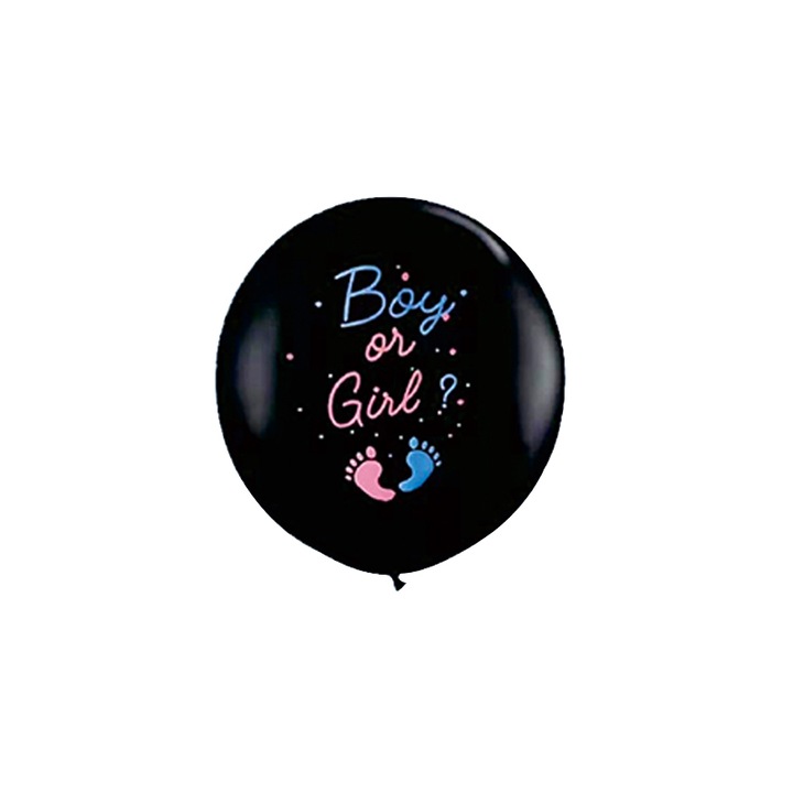 Balon cu accesorii, dezvaluirea sexului copilului, Boy or girl, RJ1412, negru, 90 cm