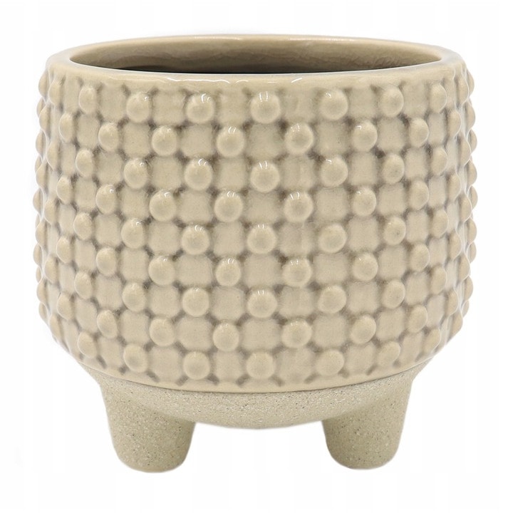 Ghiveci decorativ, Polnix, Ceramica, Picioruse, 12cm, Bej