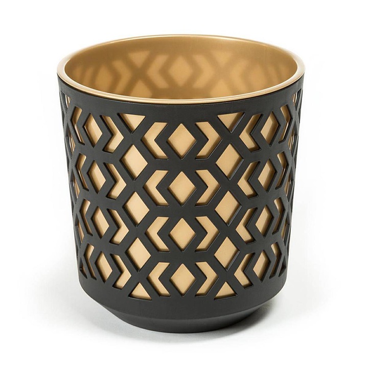 Cserepes növényeknek, Lamela, Műanyag, 20x19,5cm, Arany/Fekete