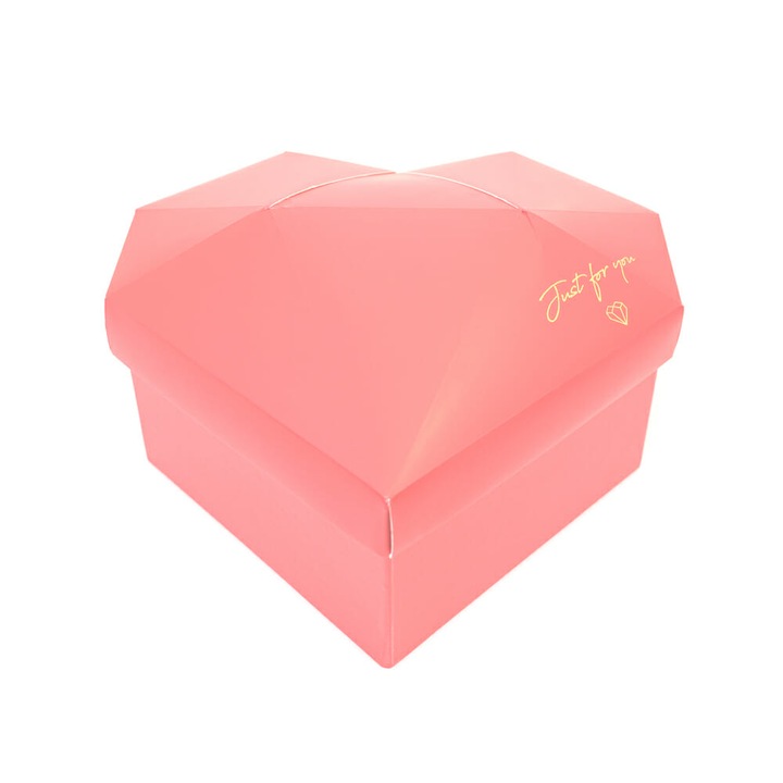 Комплект от 3 фасетирани кутии сърца Just For You, Createur, розови, 30 x 12 см