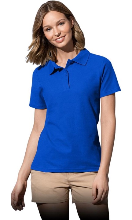 Tricou polo dama, Bumbac, Rosu, Albastru