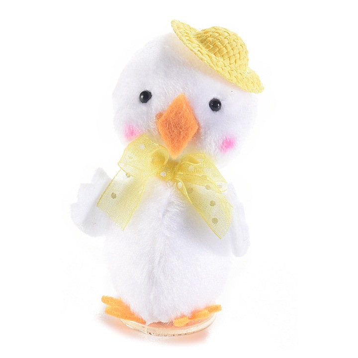 Figurina Puisor din textil alb galben 6x5x9 cm