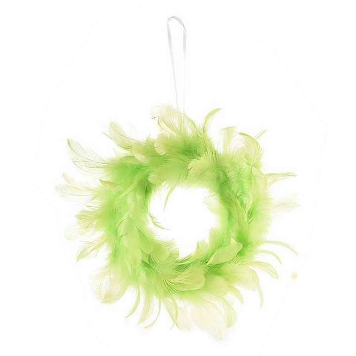 Coronita din pene artificiale verzi 20 cm