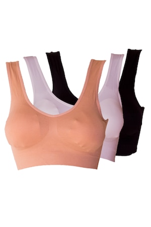 Set de Bustiere cu bureti - 3 bucati Bej/Alb/Negru, marimea 36 S