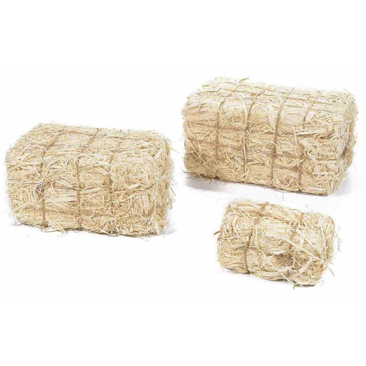 Set 3 baloti decorativi din paie 25x13x13 cm
