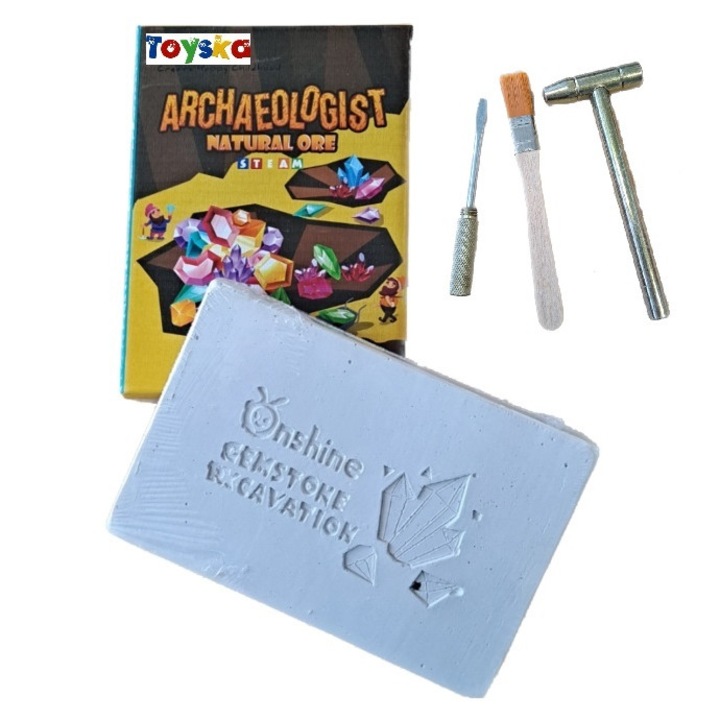 Set Arheologie descopar pietre pretioase, Gemstone Excavation Natural Ore, Toyska®