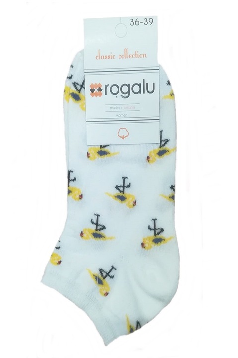 Дамски чорапи Rogalu къси бели с шарка 36-39