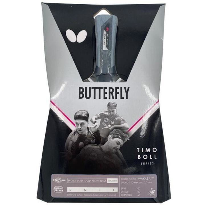 Paleta BUTTERFLY tenis de masa Timo Boll TITANIUM maner concav