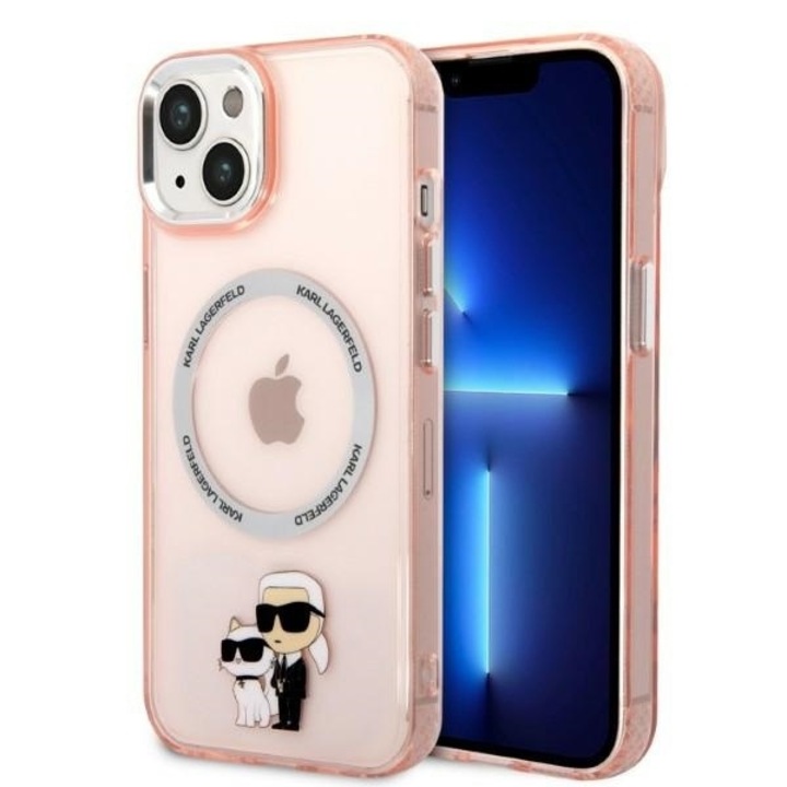 IPhone 15 / iPhone 14 / iPhone 13 tok - Karl Lagerfeld Hardcase MagSafe (KLHMP14SHNKCIP) - Pink Iconic Karl&Choupette